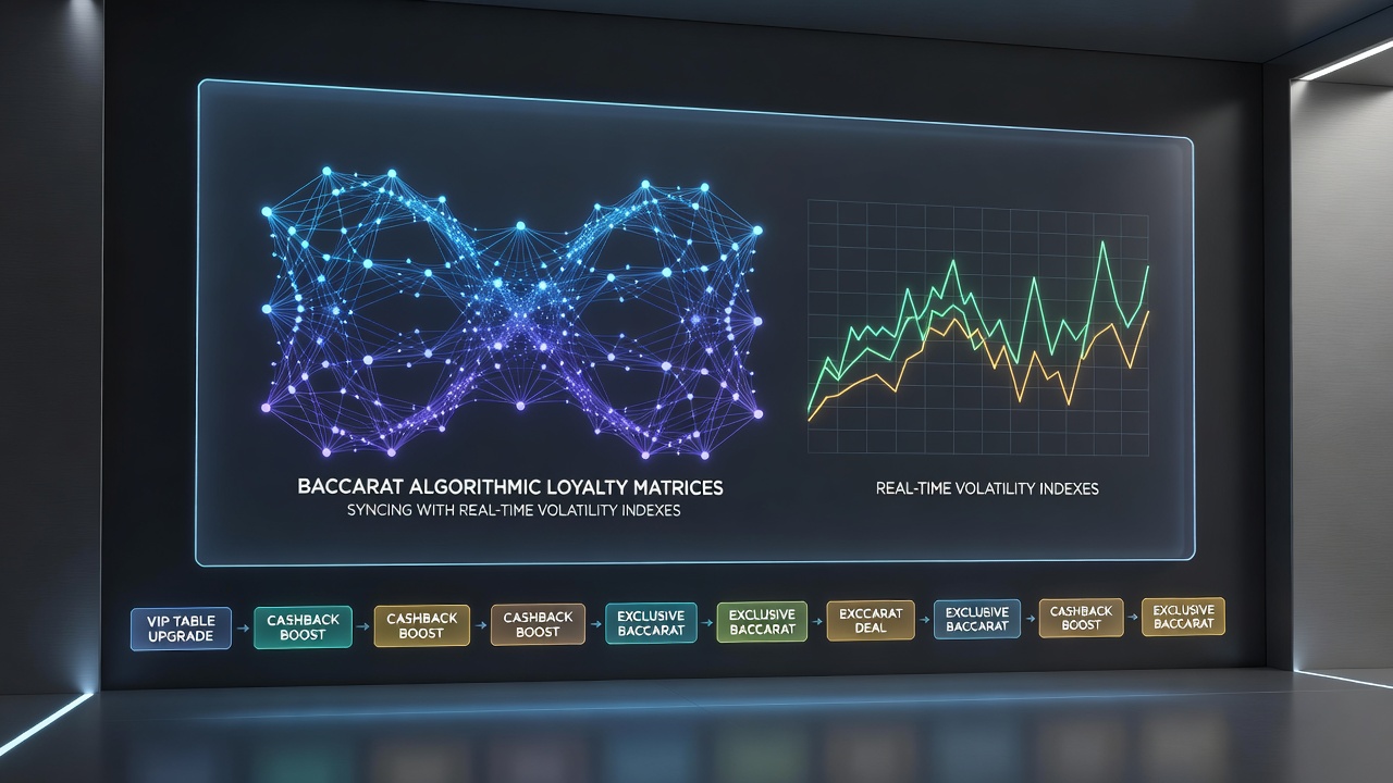 Baccarat table with digital overlays showing algorithmic loyalty matrices and volatility index data streams