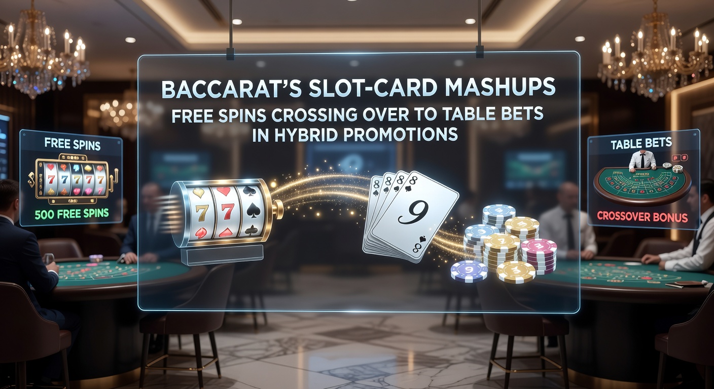 Digital interface of a hybrid promotion showing free spins counter converting to baccarat bet chips on a mobile casino app