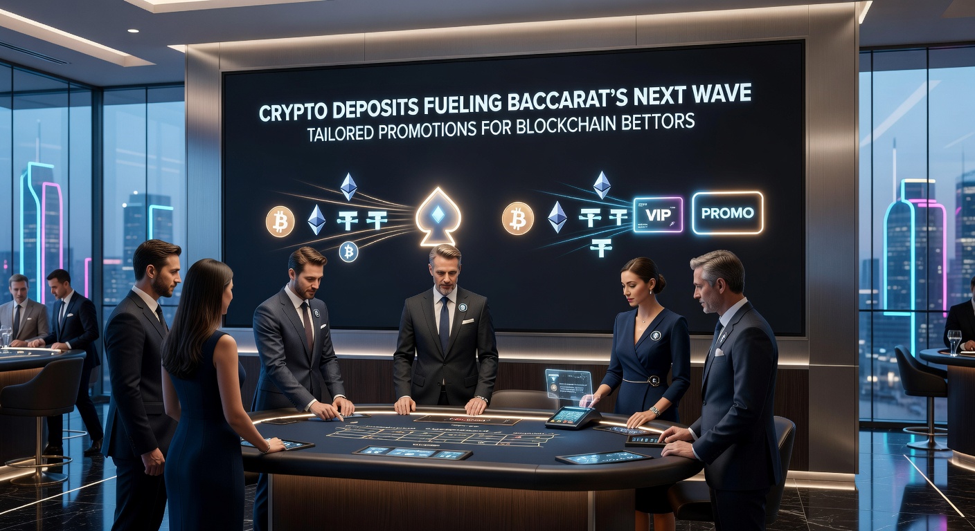 Screenshot of a casino dashboard showing crypto deposit bonuses for baccarat, with Bitcoin and Ethereum icons highlighted