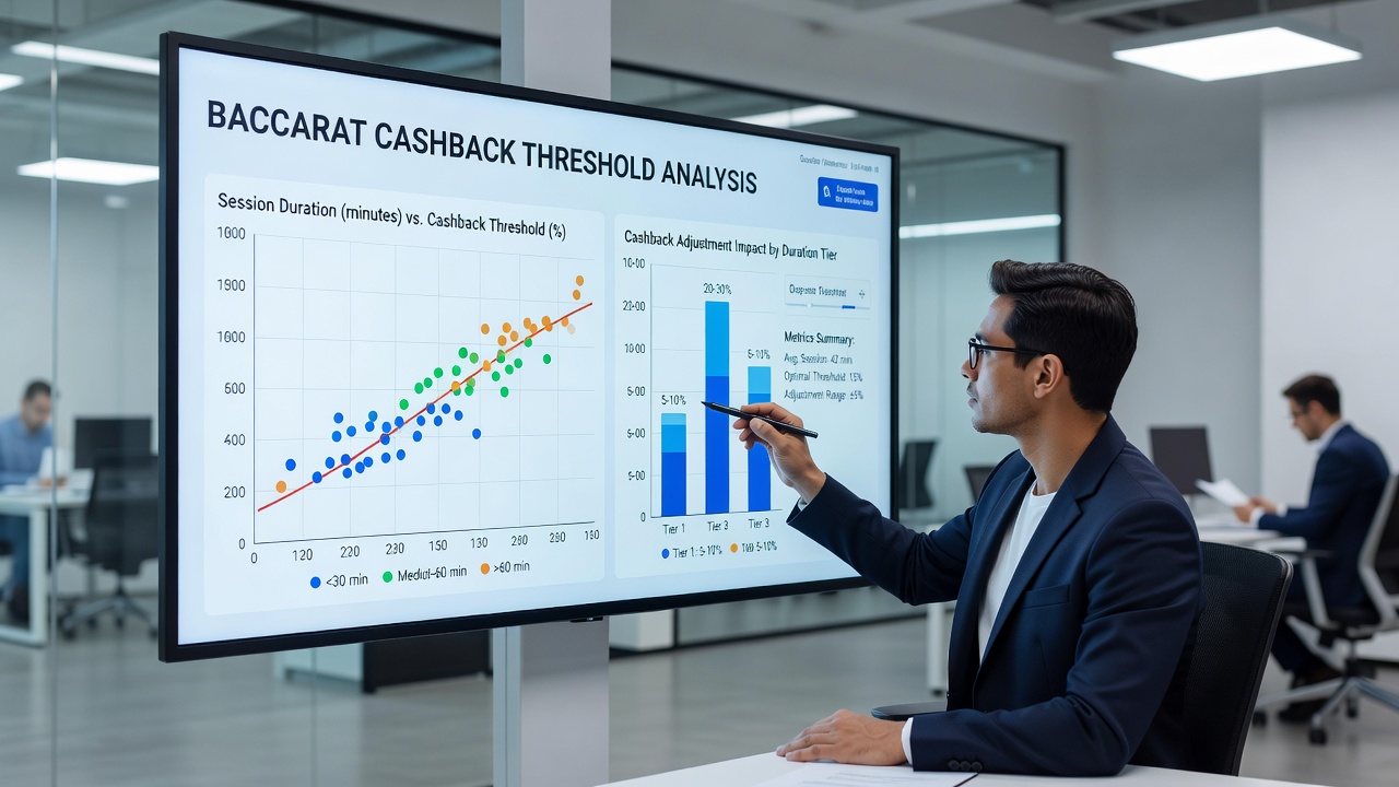 Analytics dashboard displaying baccarat session duration histograms alongside cashback payout adjustments for June 2026 reporting period