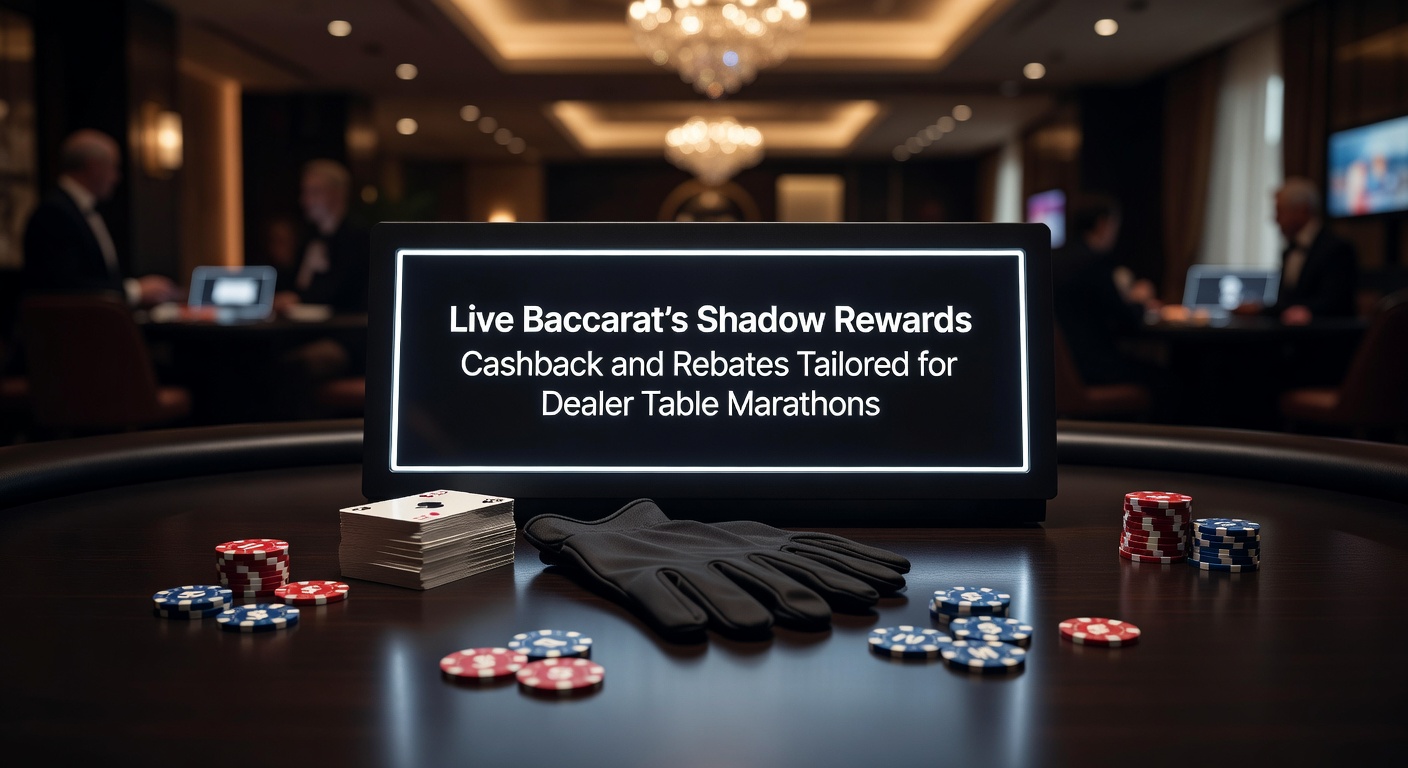 Live baccarat dealer at a virtual table displaying cashback reward notifications during an extended session