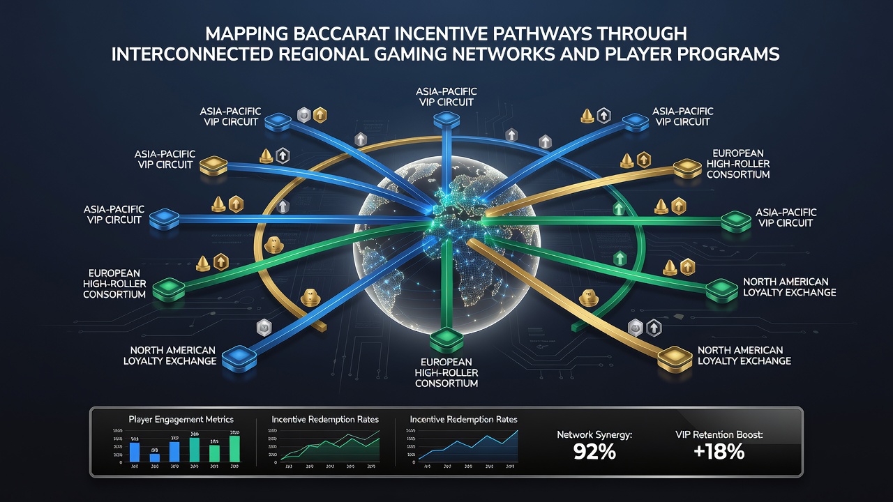 Flowchart of baccarat player progression tiers linked to regional incentive pathways and network nodes
