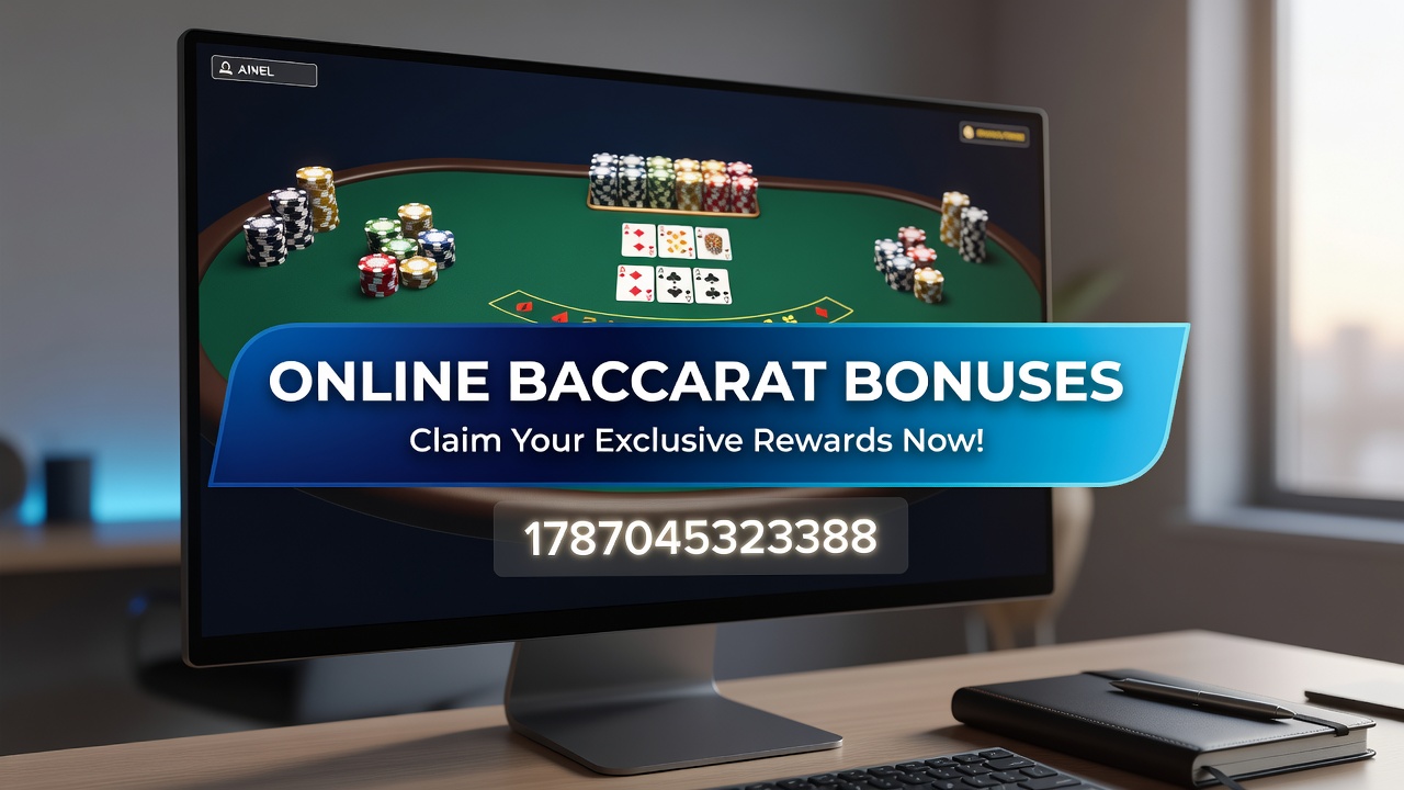 Live dealer baccarat table with promotional overlay graphics