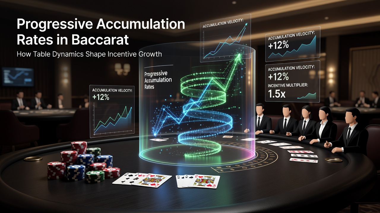 Close-up view of baccarat betting layout with progressive incentive indicators overlaid on chip stacks