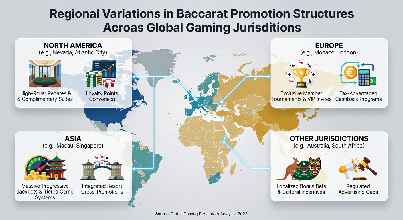 Comparison chart showing baccarat promotion types and limits across different global jurisdictions