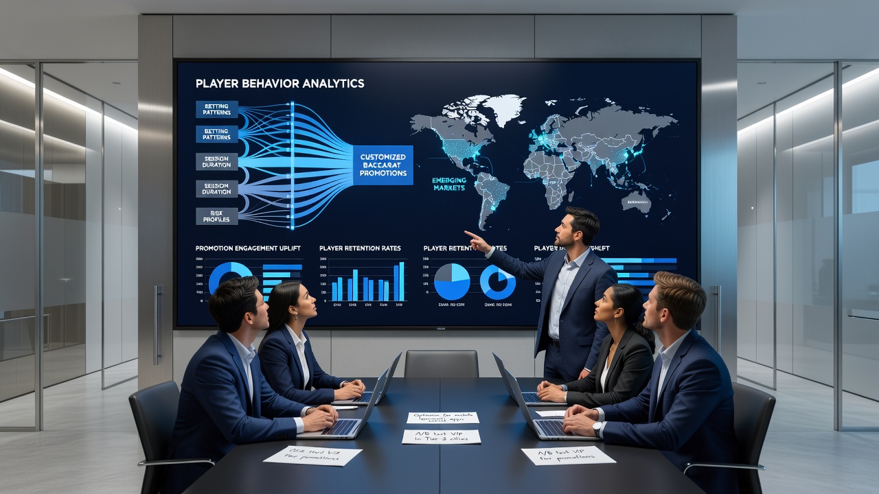 Live dealer baccarat table with overlaid analytics indicators for promotion triggers